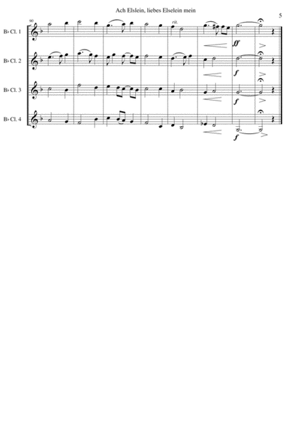 Ach Elslein, liebes Elselein mein for clarinet quartet (4 B flats) image number null