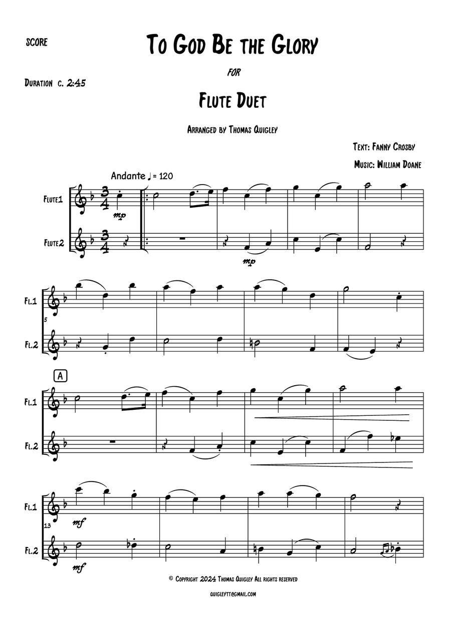 To God Be the Glory Flute Duet scores gallery preview page 2