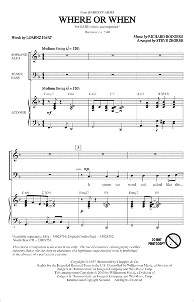Where Or When (from Babes In Arms) (arr. Steve Zegree)