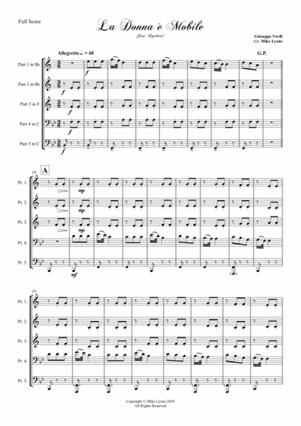 Brass Quintet - Verdi - La Donna è Mobile (Rigoletto) image number null