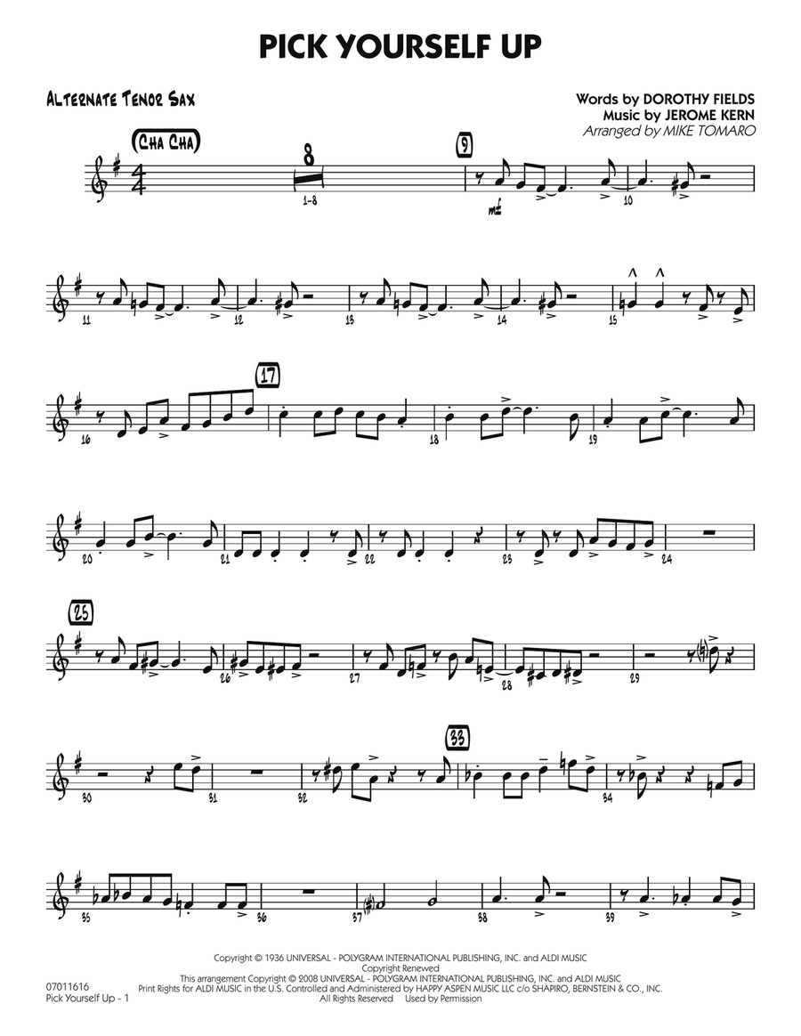 Pick Yourself Up - Alternate Tenor Sax Jazz Ensemble scores gallery preview page 1