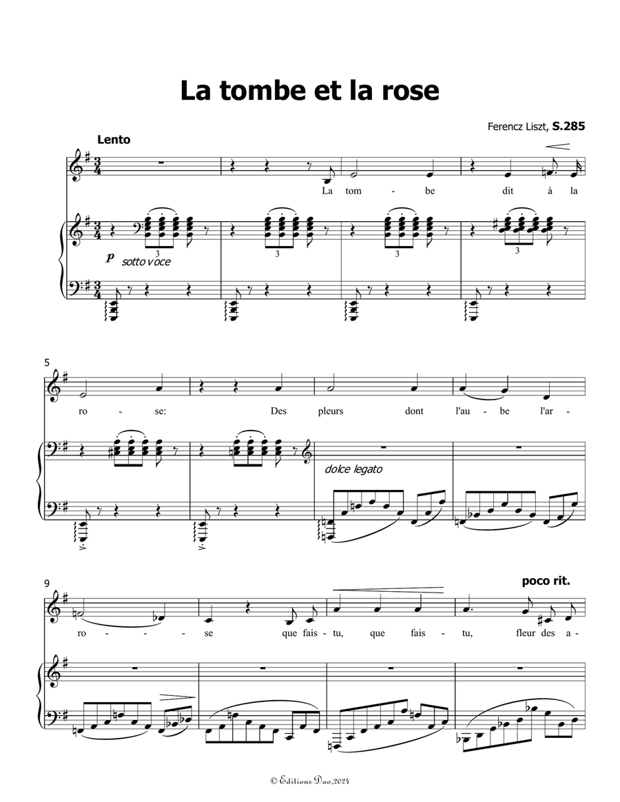 La tombe et la rose, by Liszt, S.285, in e minor Voice scores gallery preview page 3