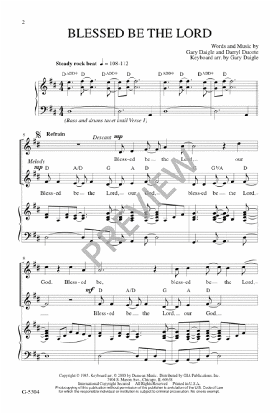 Blessed Be the Lord Blessed Be the Lord Unison Choir scores gallery preview page 3