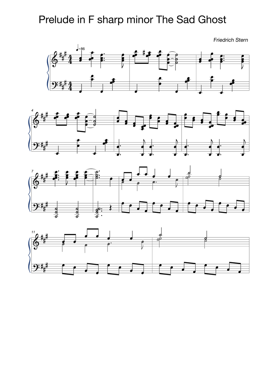 Prelude in F sharp minor (The Sad Ghost) Piano Solo scores gallery preview page 1