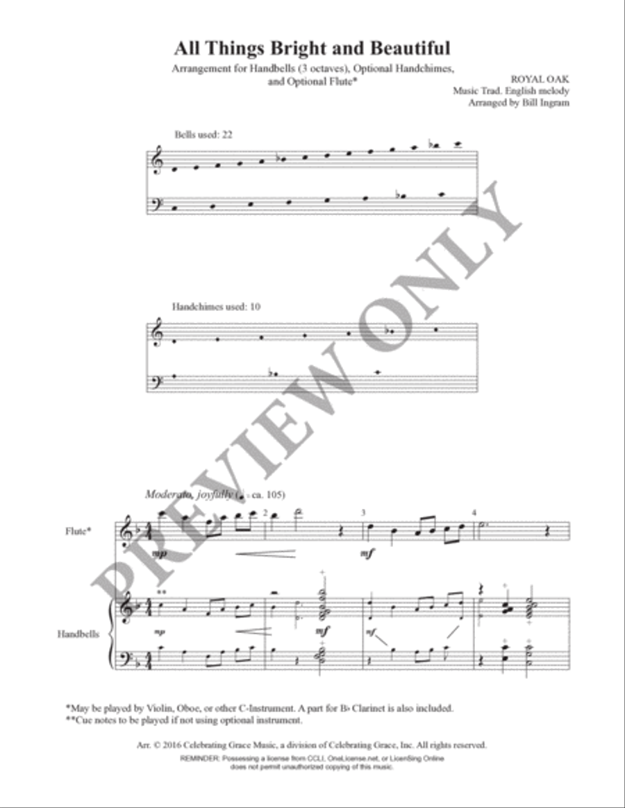All Things Bright and Beautiful (Director's Score) Handbell Choir scores gallery preview page 2