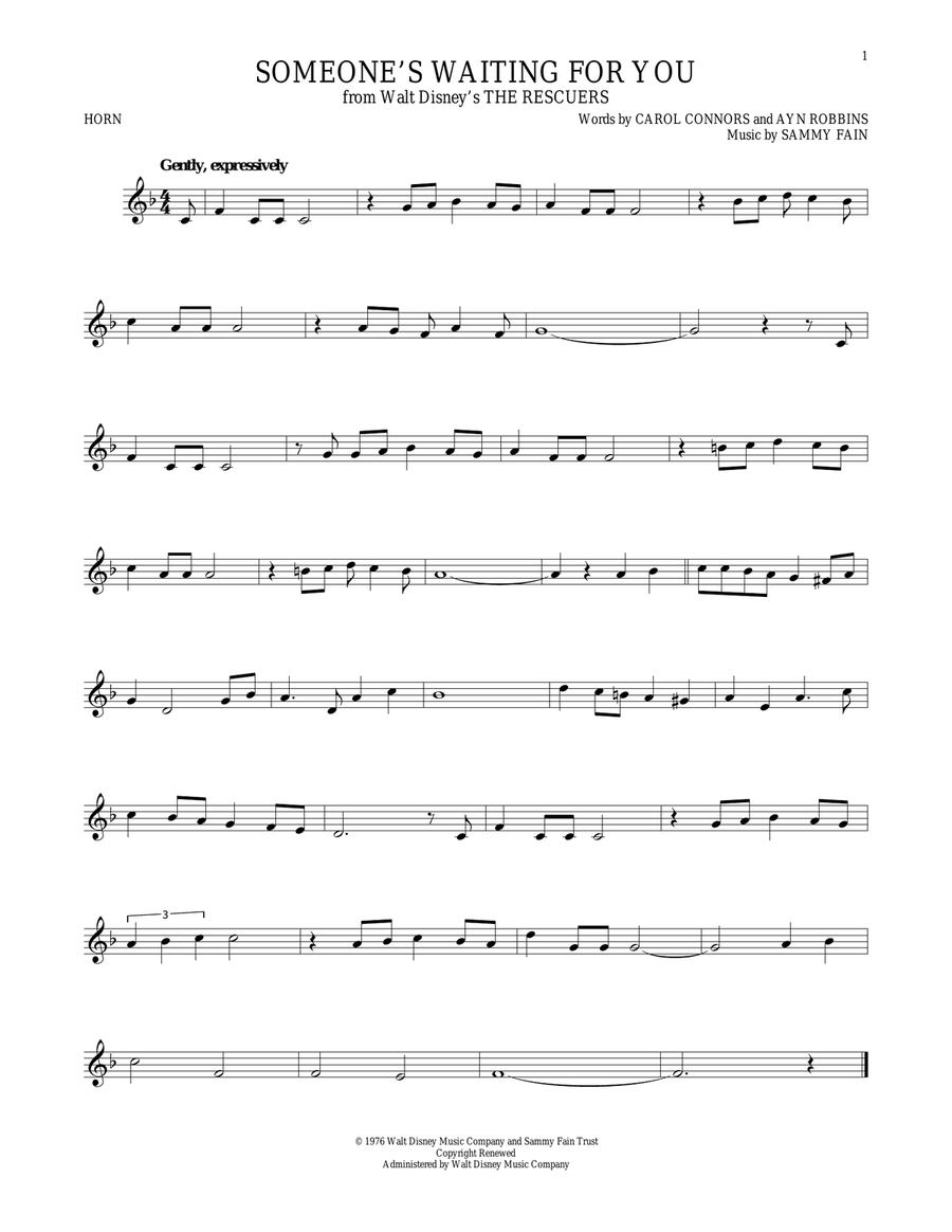 Someone's Waiting For You Horn Solo scores gallery preview page 1