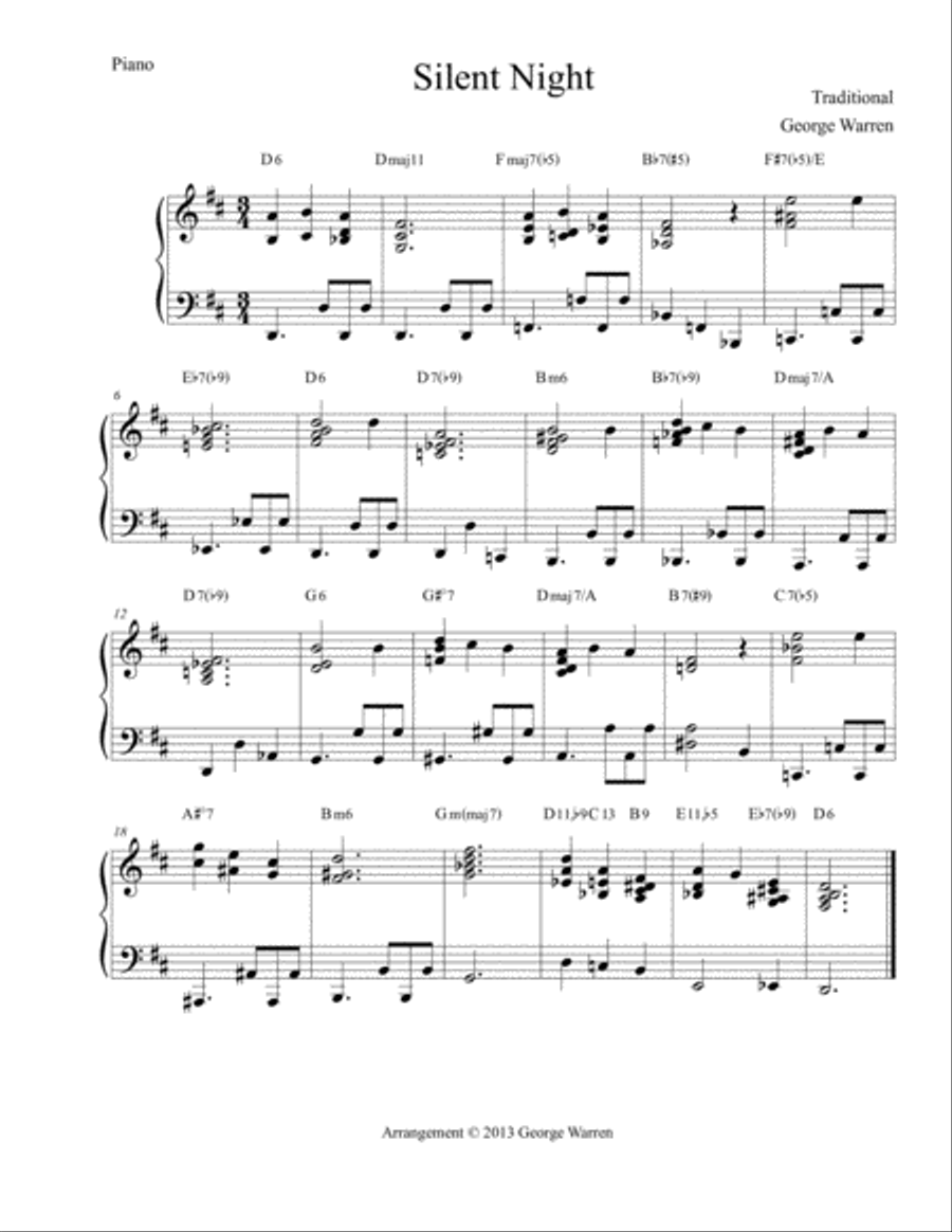 Silent Night Silent Night Piano Solo scores gallery preview page 1