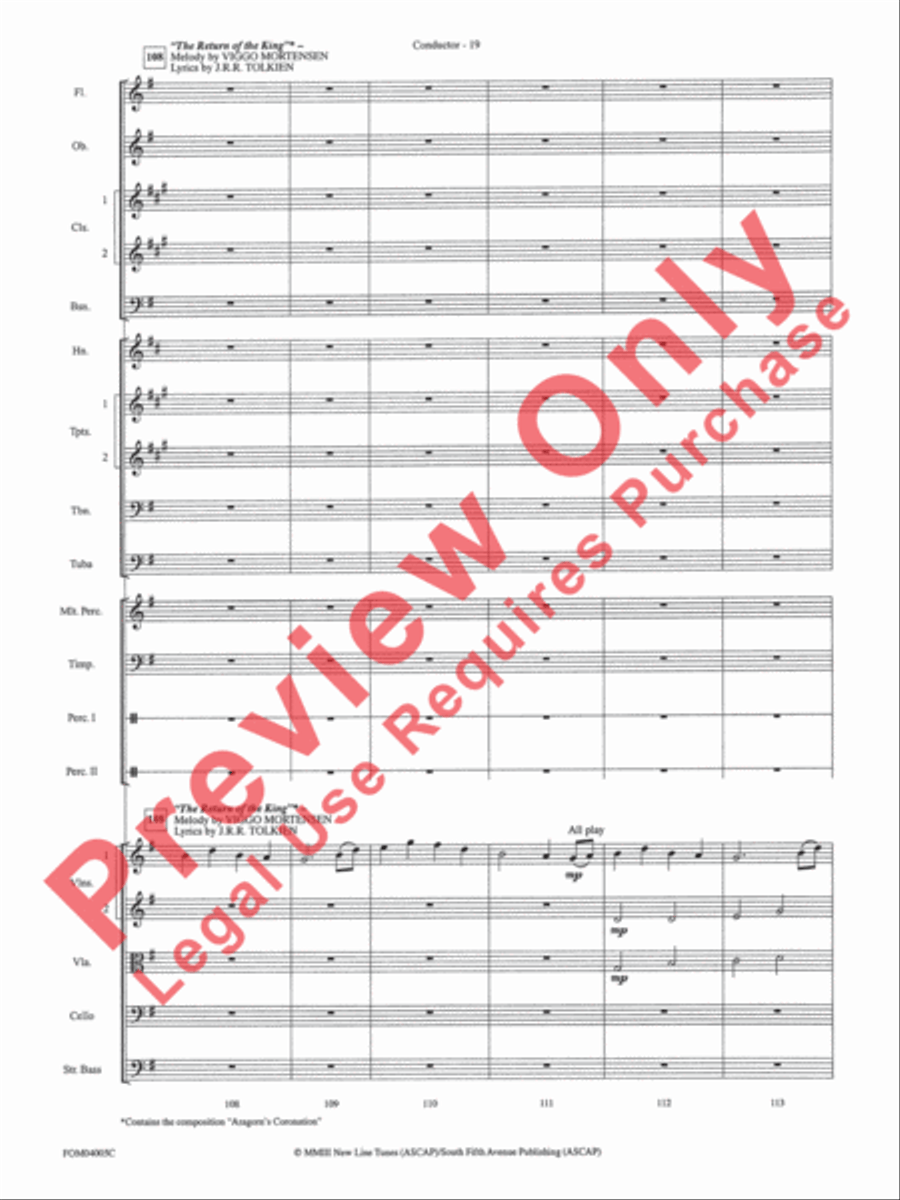 The Lord of the Rings: The Return of the King, Selections from Full Orchestra scores gallery preview page 21