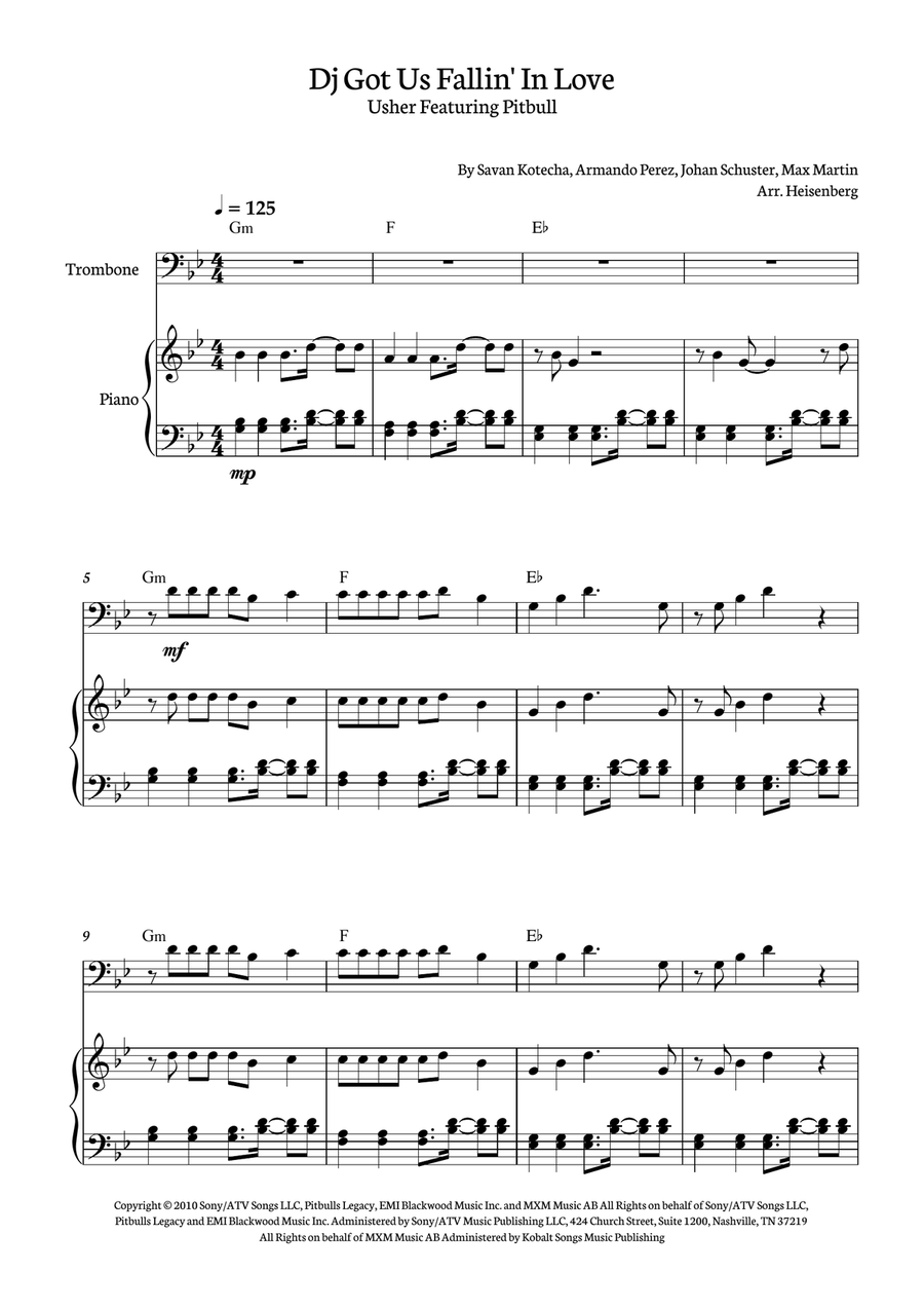 Dj Got Us Fallin' In Love Piano scores gallery preview page 1