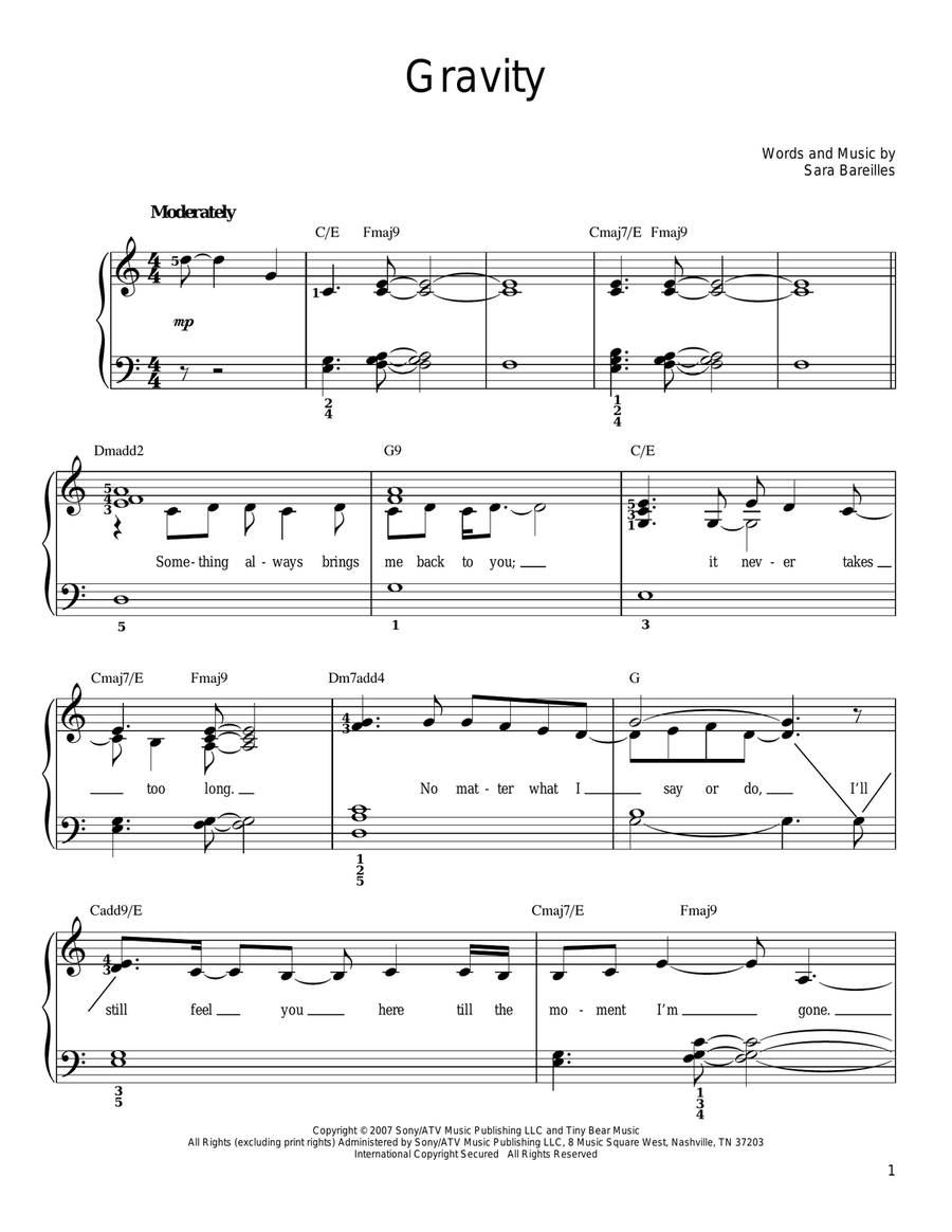 Gravity Easy Piano scores gallery preview page 1