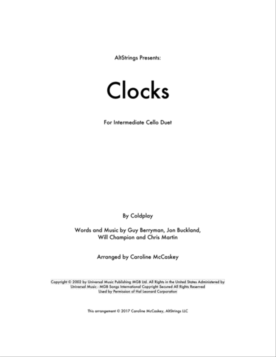 Clocks String Duet scores gallery preview page 1