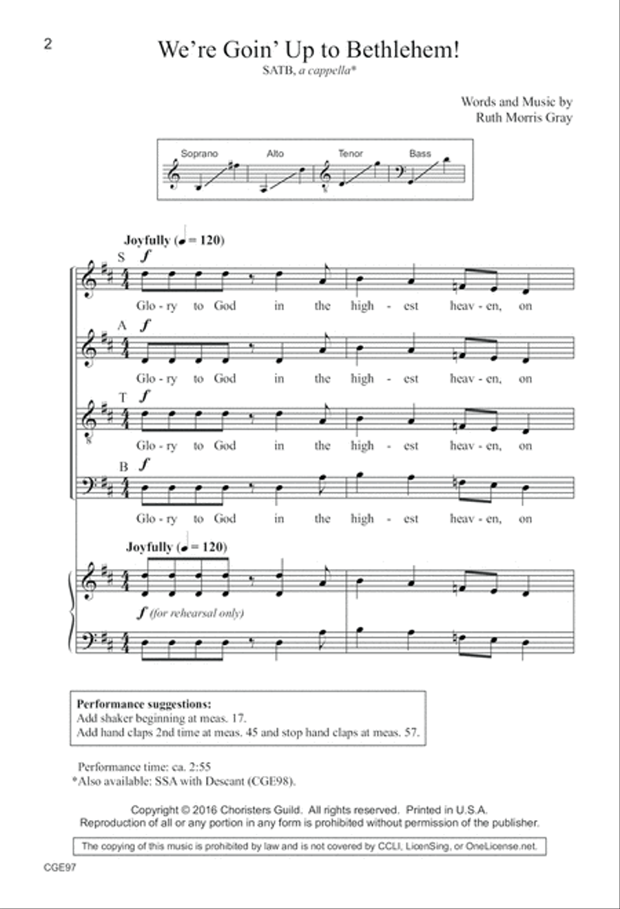 We're Goin' Up to Bethlehem! (SATB) 4-Part scores gallery preview page 3