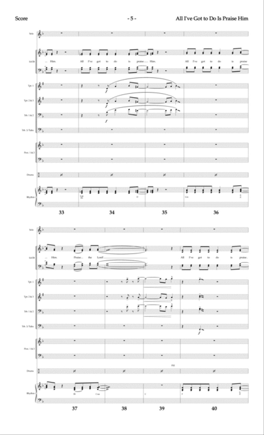 All I've Got to Do Is Praise Him - Brass and Rhythm Score and Parts Choir scores gallery preview page 7