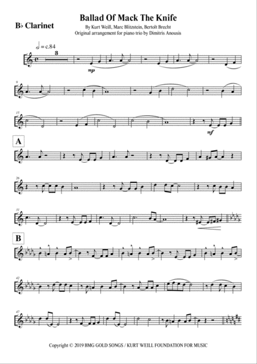 Mack The Knife Clarinet scores gallery preview page 3