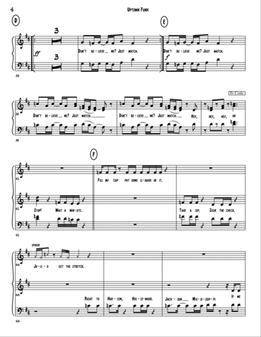Uptown Funk 4-Part scores gallery preview page 4