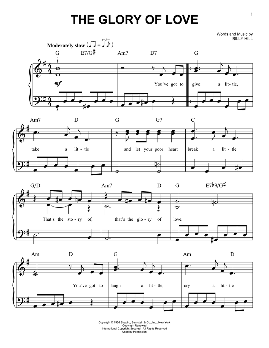 The Glory Of Love The Glory Of Love Easy Piano scores gallery preview page 1