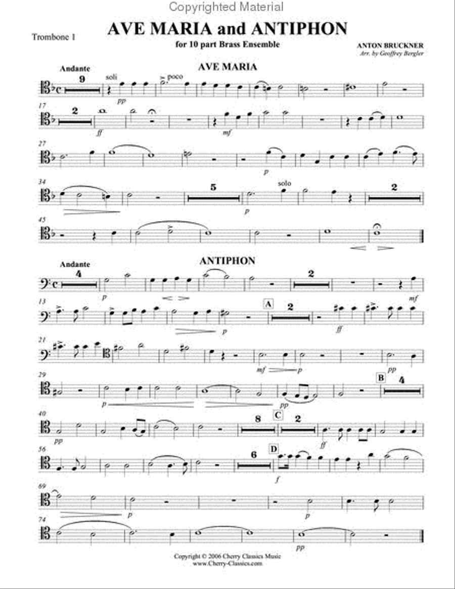 Ave Maria & Antiphon Ave Maria & Antiphon Brass Ensemble scores gallery preview page 6