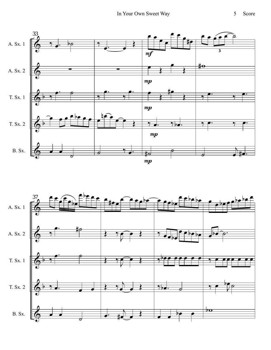 In Your Own Sweet Way Woodwind Ensemble scores gallery preview page 6