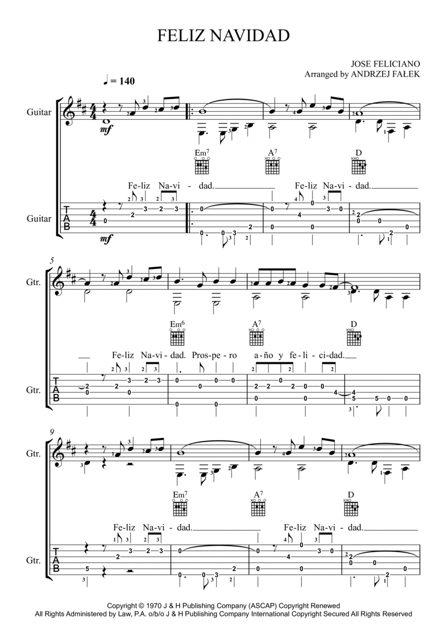 Feliz Navidad Feliz Navidad Electric Guitar scores gallery preview page 1