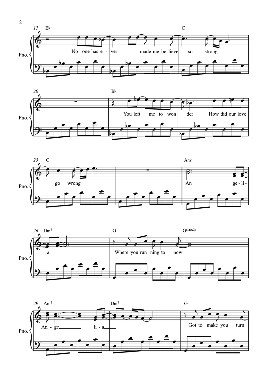 Angelia Easy Piano scores gallery preview page 2