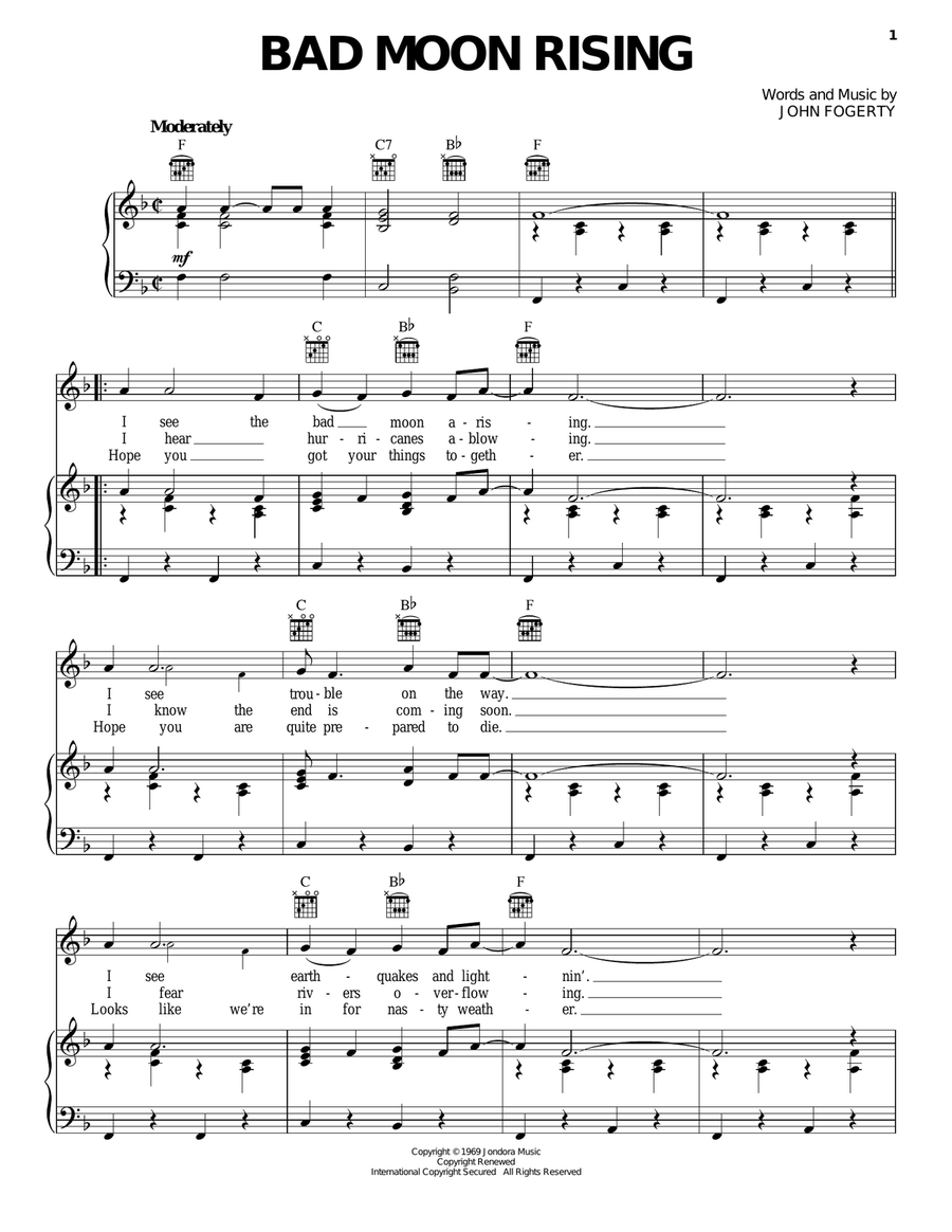 Bad Moon Rising Acoustic Guitar scores gallery preview page 1
