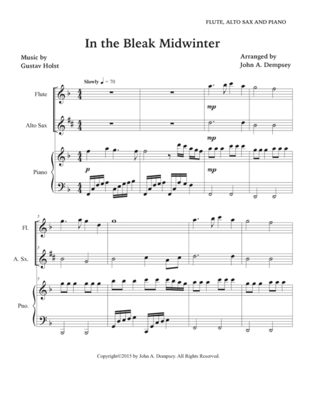 In the Bleak Midwinter (Trio for Flute, Alto Sax and Piano) image number null