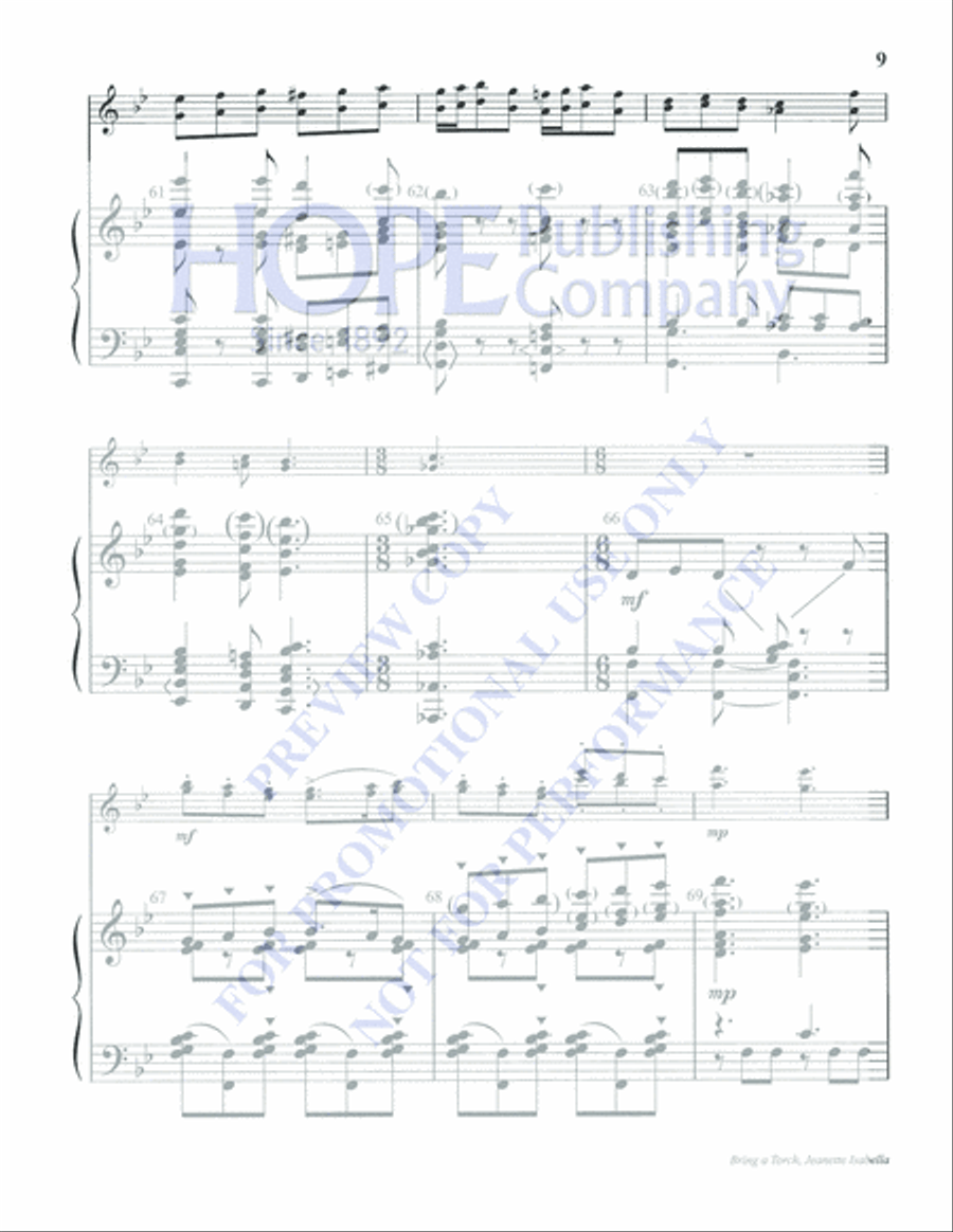 Bring a Torch, Jeanette Isabella 5-Octaves scores gallery preview page 9