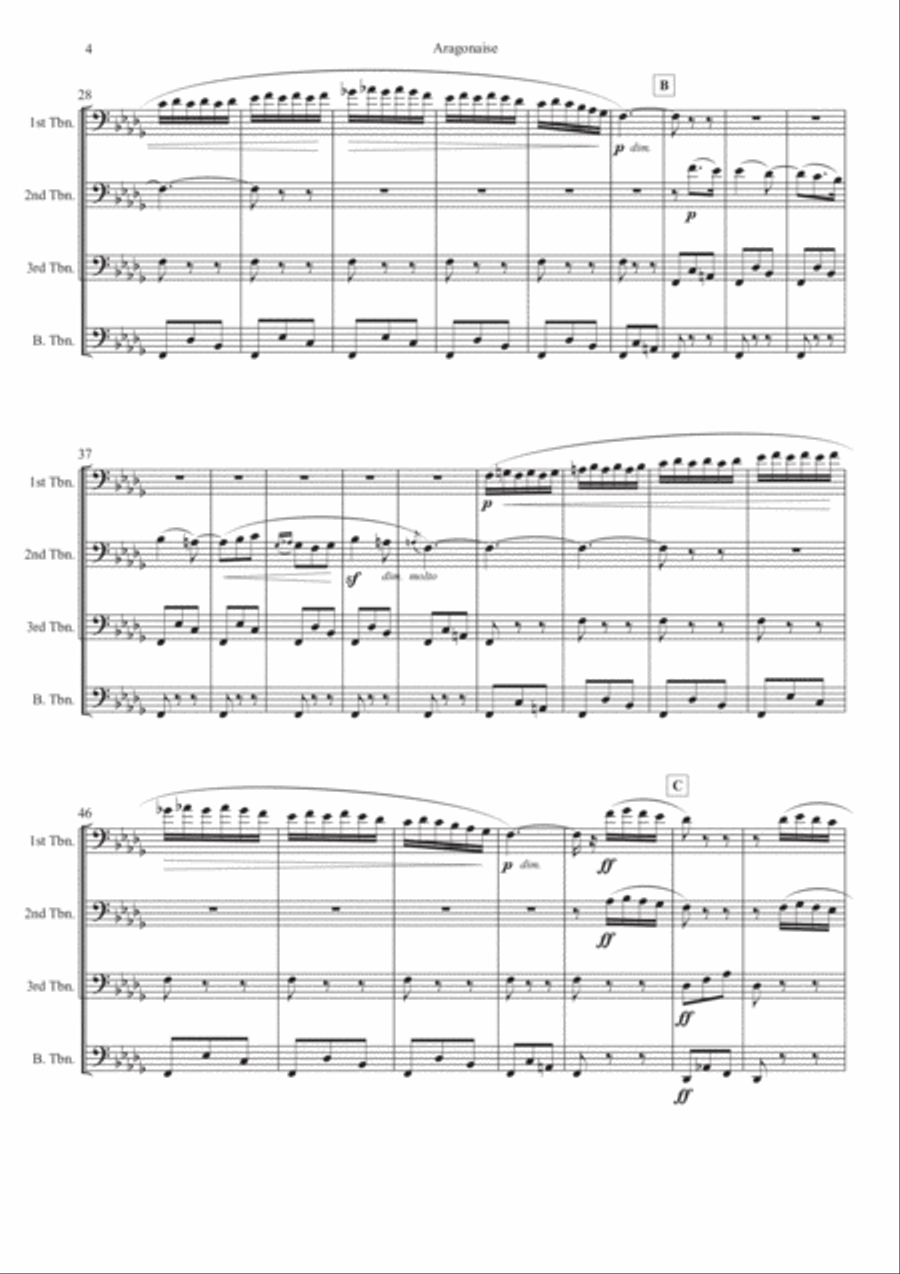 Aragonaise from Carmen for Trombone Quartet Trombone Quartet scores gallery preview page 4