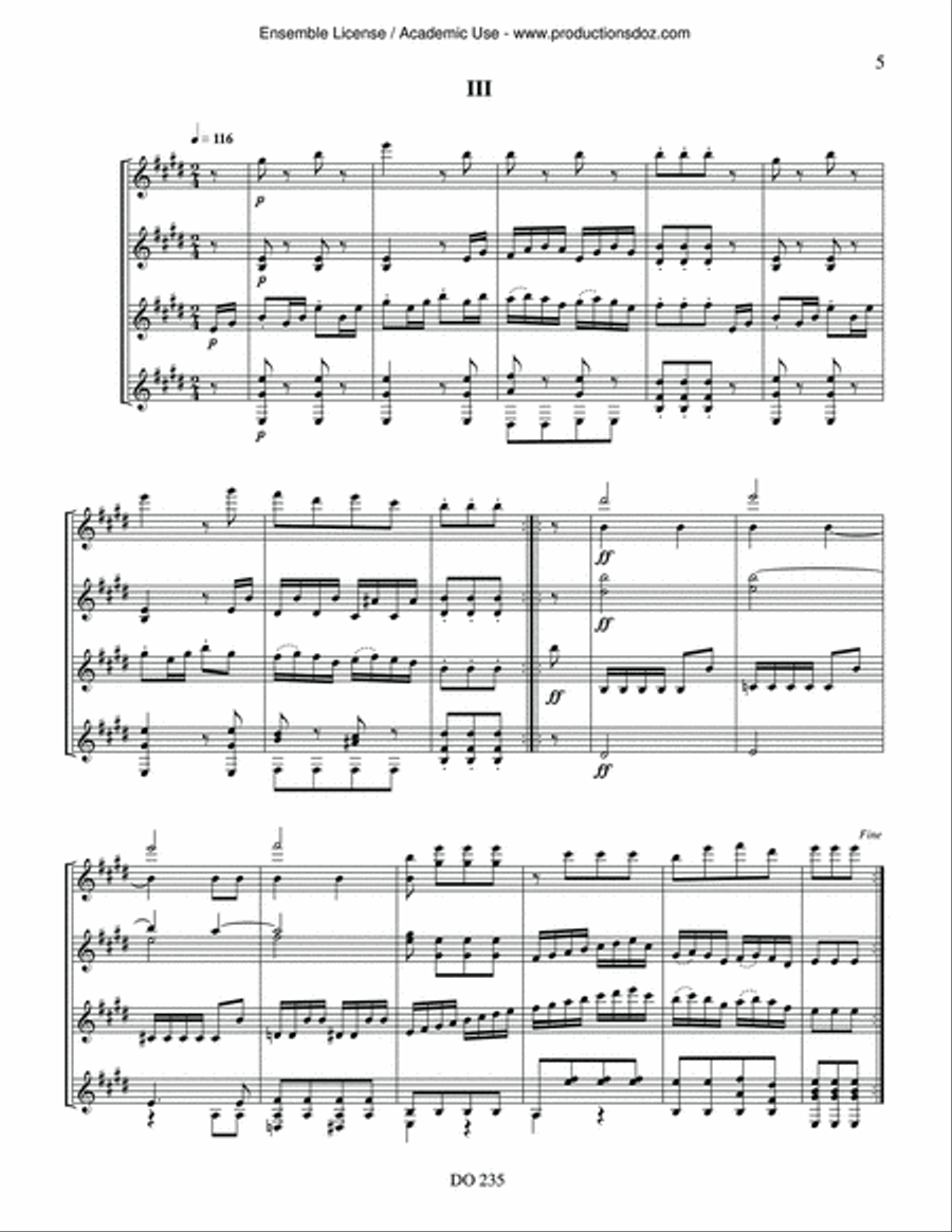 Douze contredanses Guitar Ensemble scores gallery preview page 5
