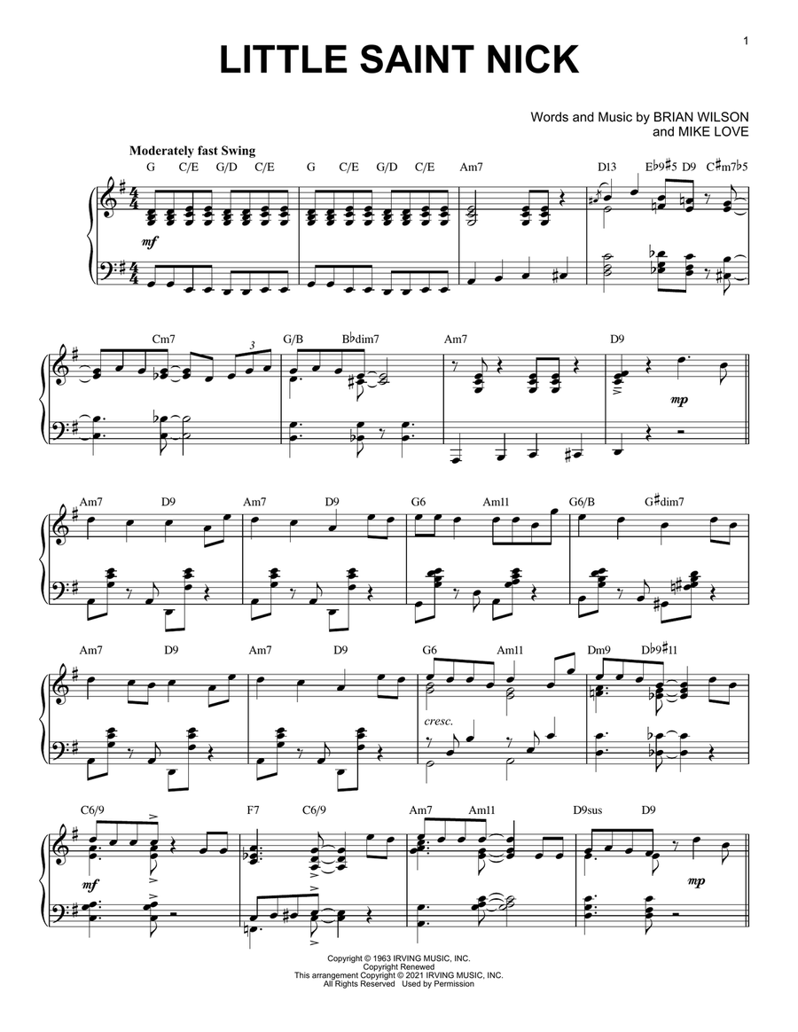Little Saint Nick [Jazz version] (arr. Brent Edstrom) Piano Solo scores gallery preview page 1