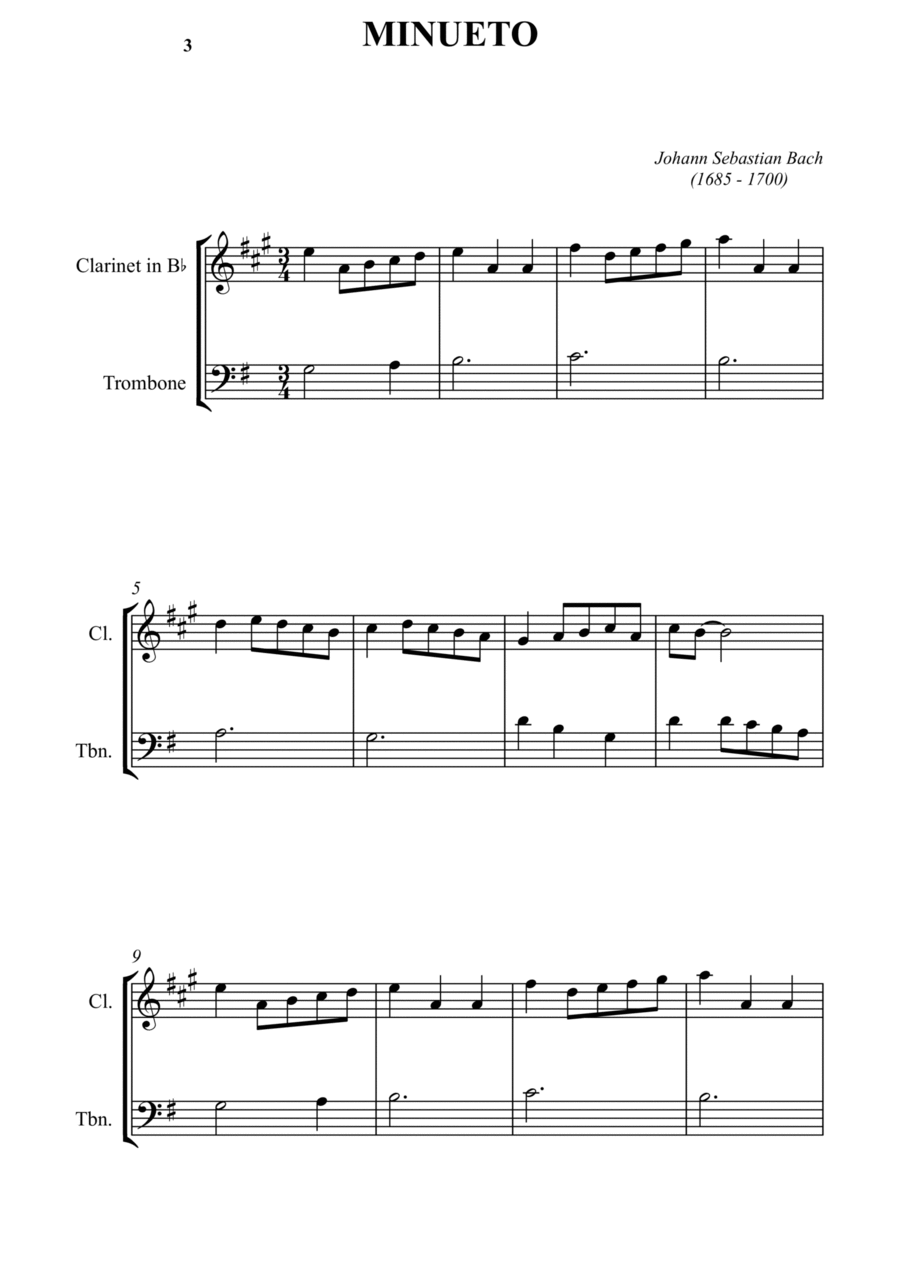 Minueto B-Flat Clarinet scores gallery preview page 1