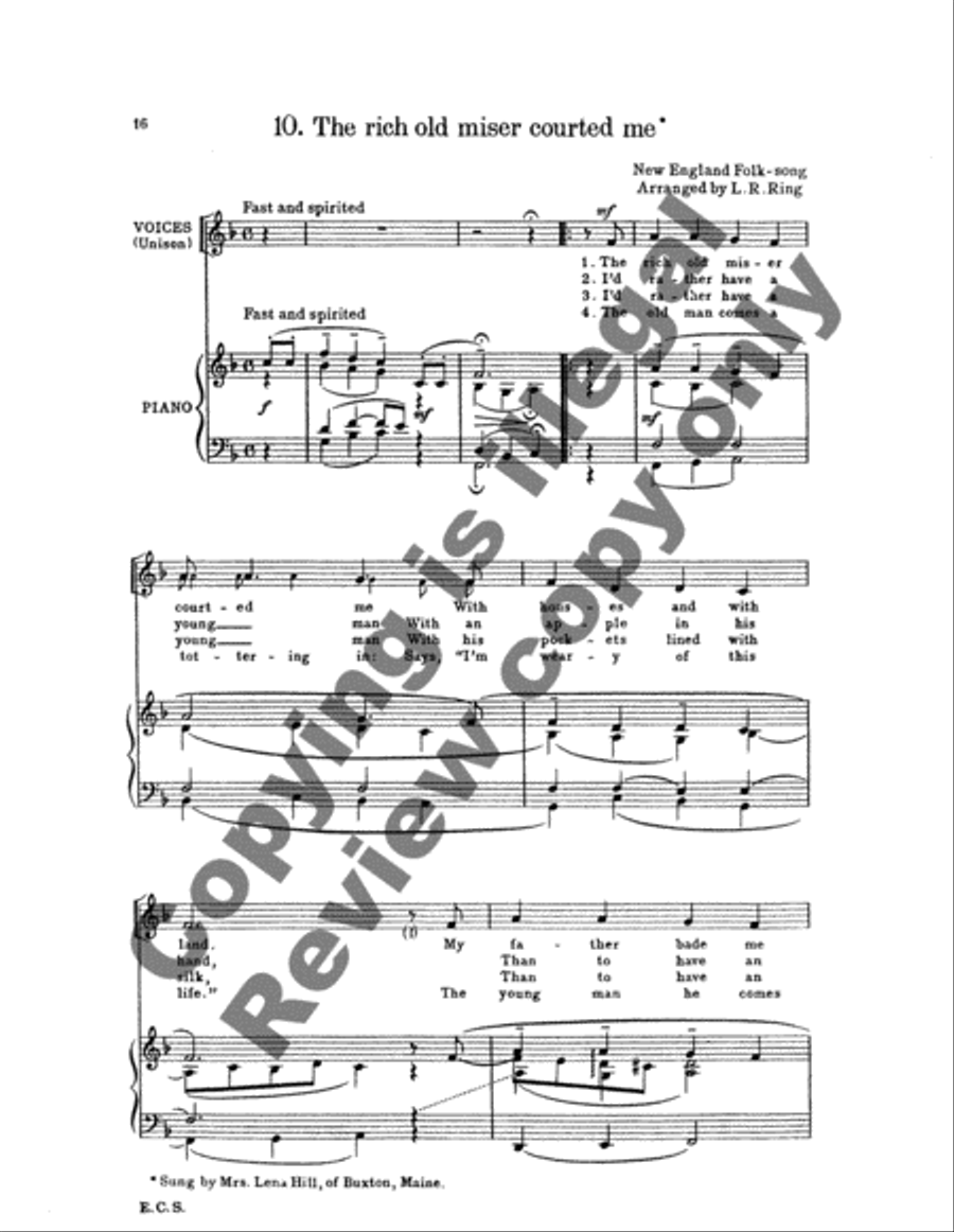 Ten New England Folksongs Unison Choir scores gallery preview page 7