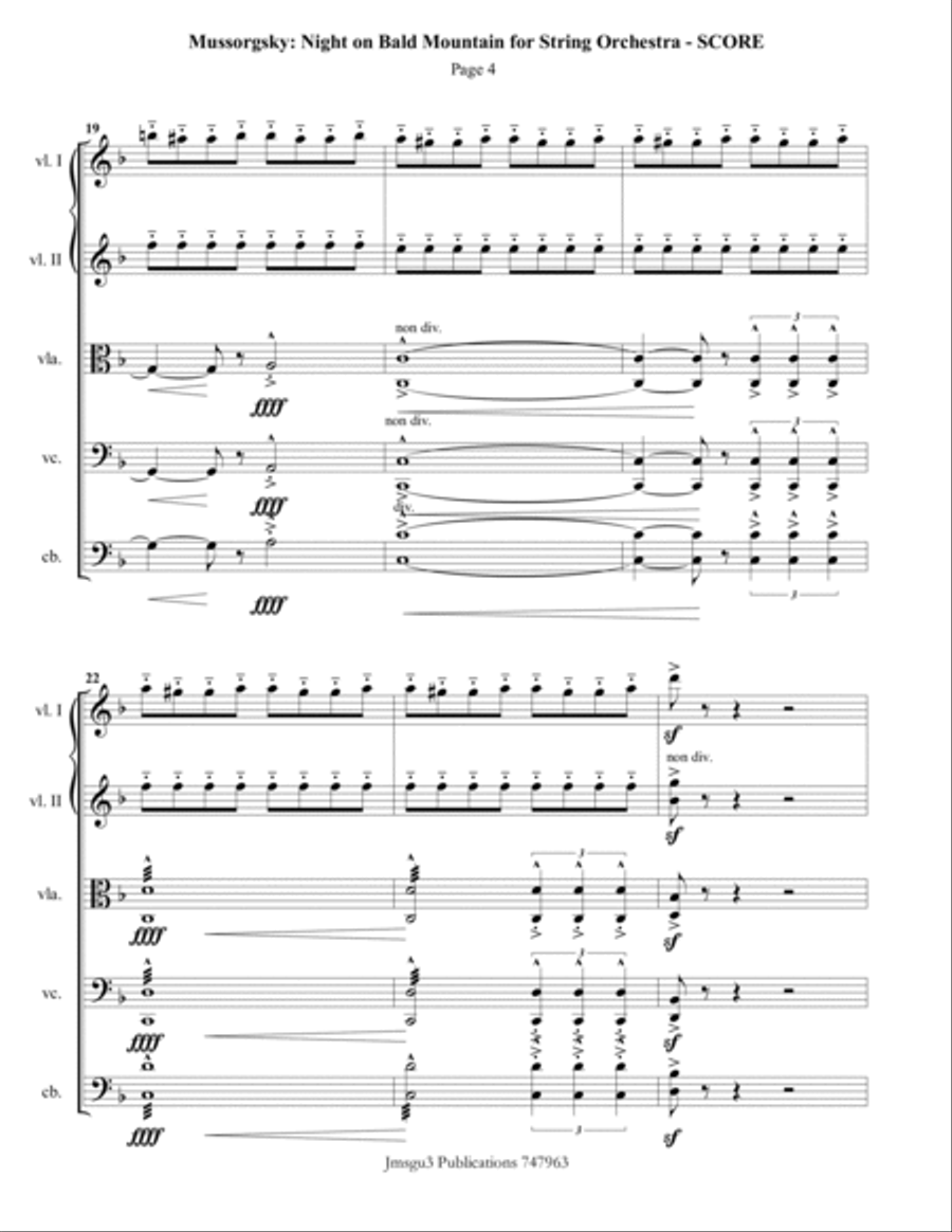 Mussorgsky: Night on Bald Mountain for String Orchestra String Orchestra scores gallery preview page 4