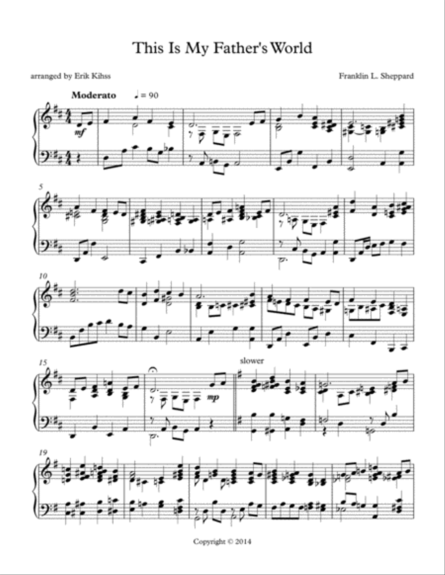 This Is My Father's World - a theme and variations for piano Piano Solo scores gallery preview page 1