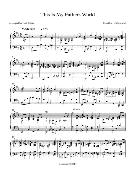 This Is My Father's World - a theme and variations for piano image number null