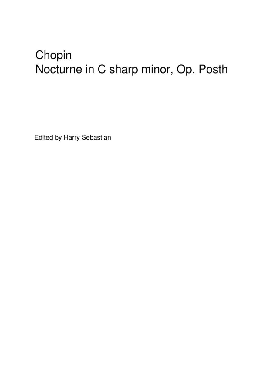 Chopin - Nocturne in C sharp minor, Op. Posth( Piano Solo) Piano Solo scores gallery preview page 1