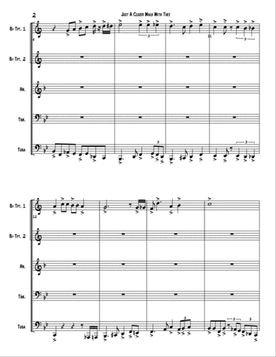 Just a Closer Walk with Thee Brass Ensemble scores gallery preview page 2