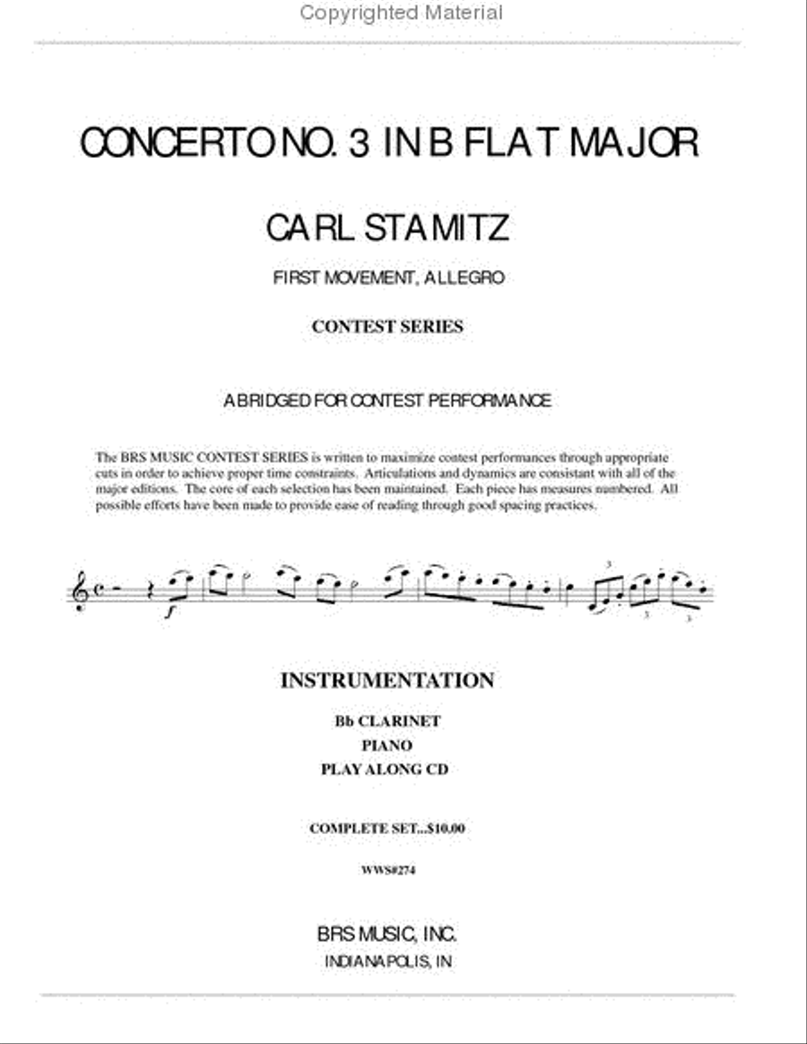 Concerto No. 3, 1st Movement Clarinet Solo scores gallery preview page 2
