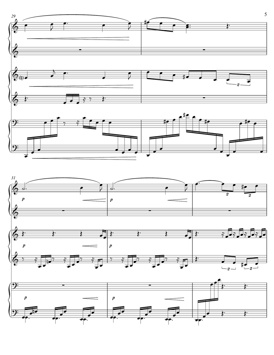 Debussy - Clair de Lune, for Six hands (one piano) Small Ensemble scores gallery preview page 5