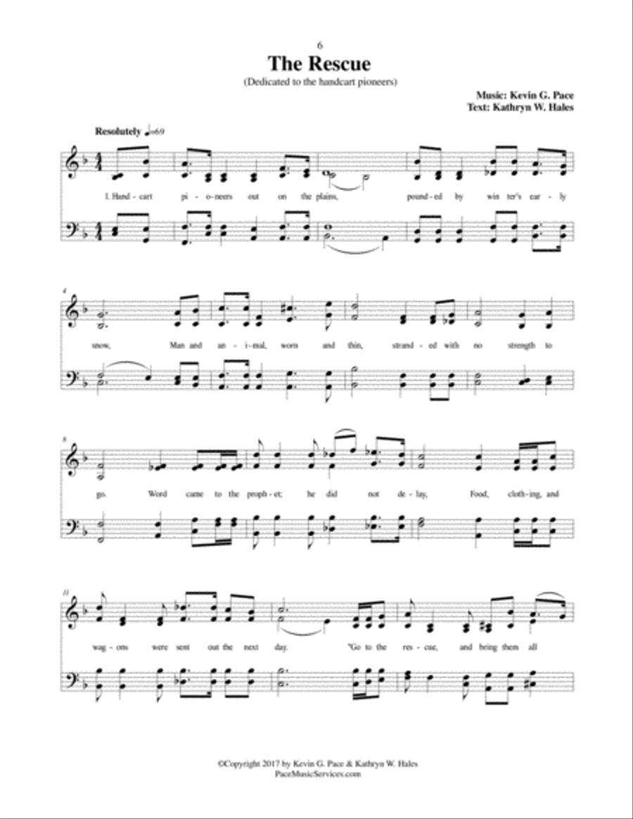 The Rescue (dedicated to the handcart pioneers) - an original hymn for SATB voices 4-Part scores gallery preview page 2