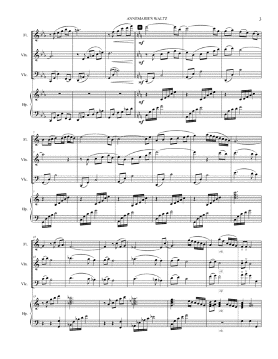 AnnMarie's Waltz (with harp/keyboard) Small Ensemble scores gallery preview page 4