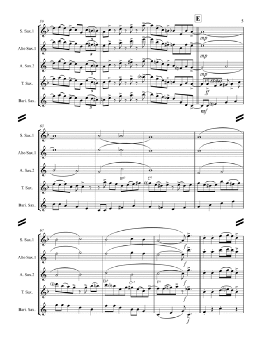 Rudolph The Red-nosed Reindeer Saxophone Quartet scores gallery preview page 6