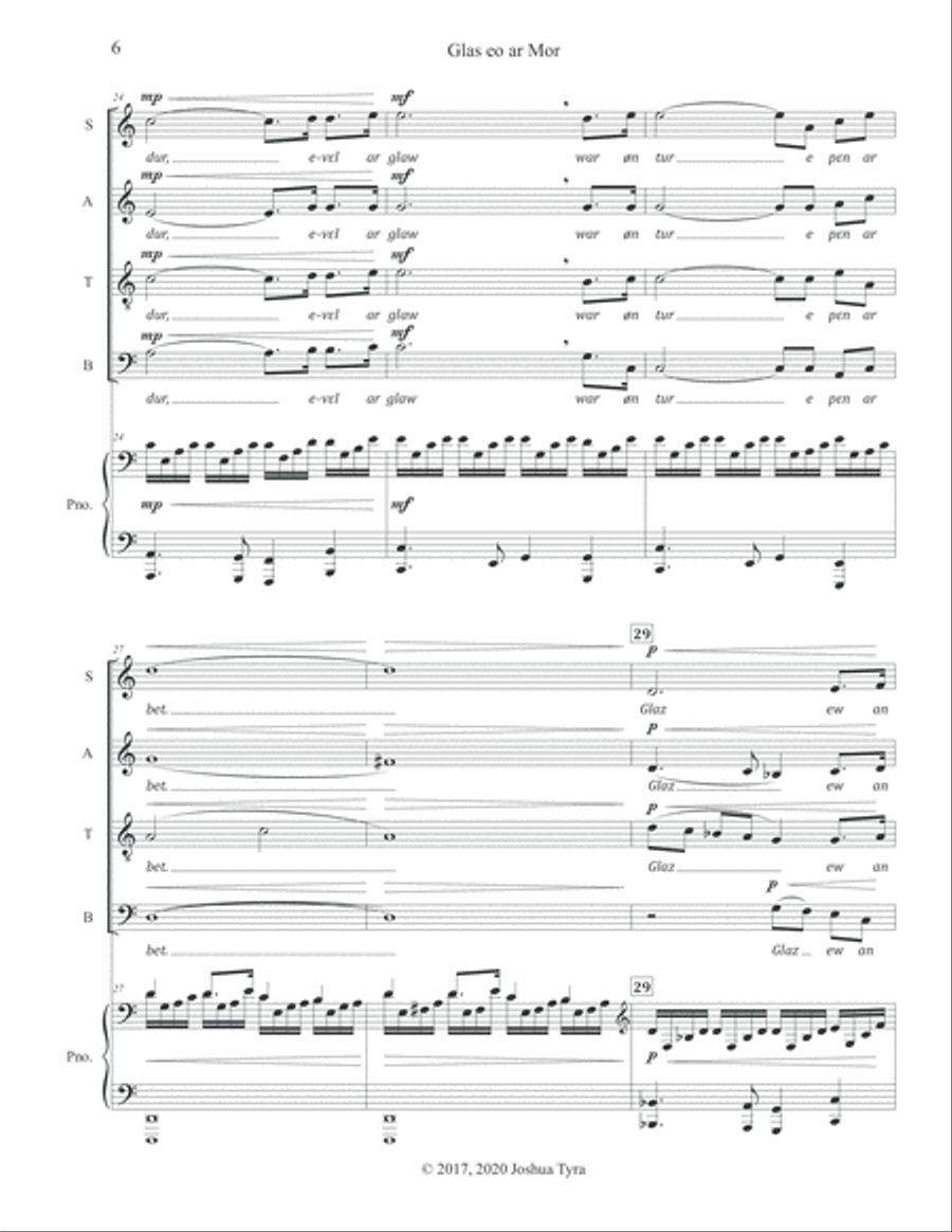 Glas eo ar Mor (The Sea is Blue) - A Breton Song 4-Part scores gallery preview page 6