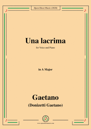 Donizetti-Una lacrima,in A Major,for Voice and Piano