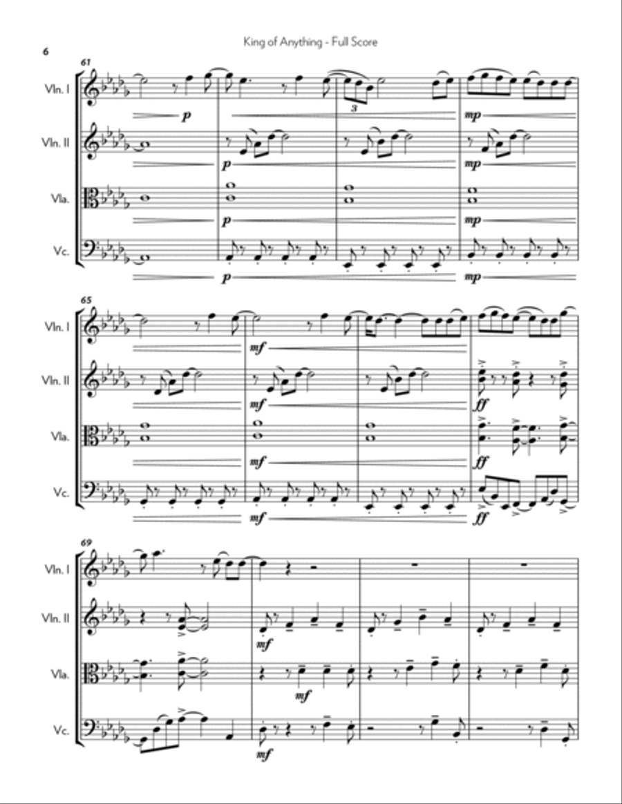 King Of Anything String Quartet scores gallery preview page 6