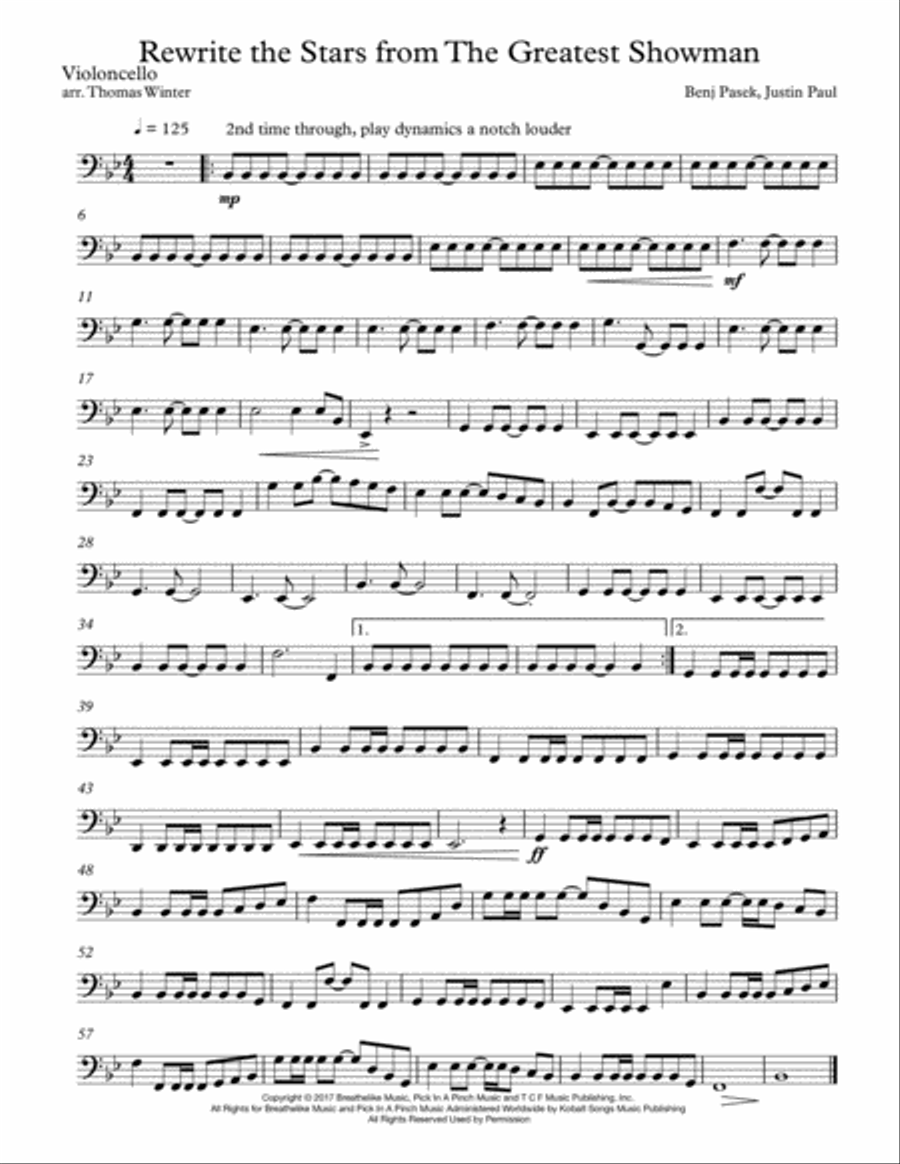 Rewrite The Stars String Quartet scores gallery preview page 4