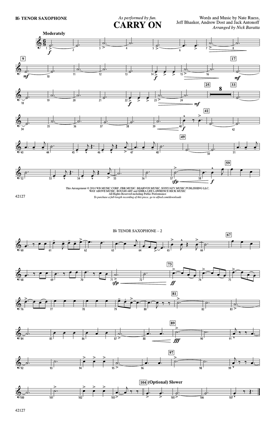 Carry On: B-flat Tenor Saxophone