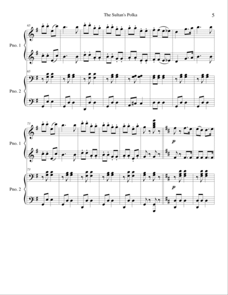 The Sultan's Polka for Piano Duet Piano Solo scores gallery preview page 5