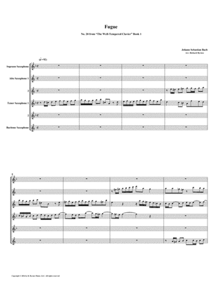 Fugue 20 from Well-Tempered Clavier, Book 1 (Saxophone Sextet)