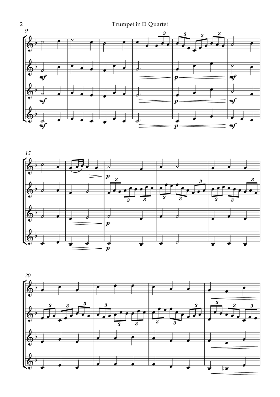 Bach Jesu, joy of man's desiring for Trumpet in D Quartet Brass Ensemble scores gallery preview page 3